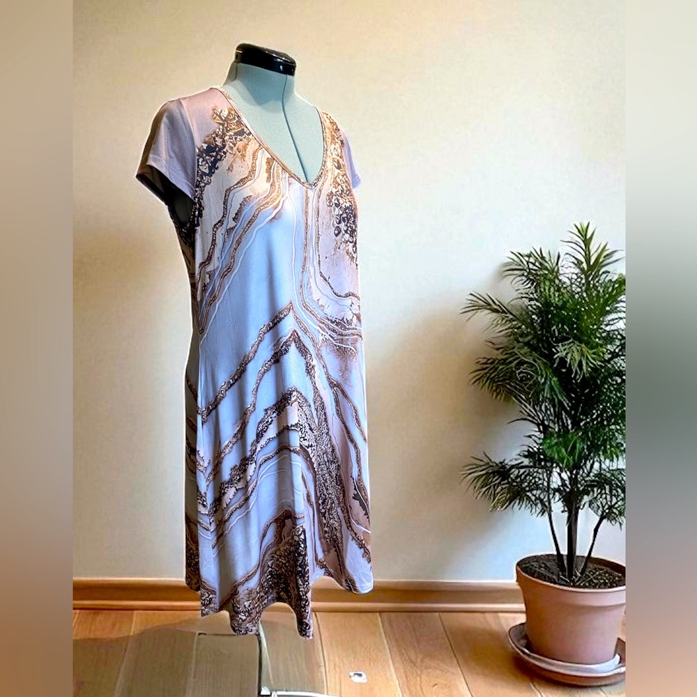 NWT- Marbled Nora Cora V-Neck Knee Length Dress- XXL- Runs Small*